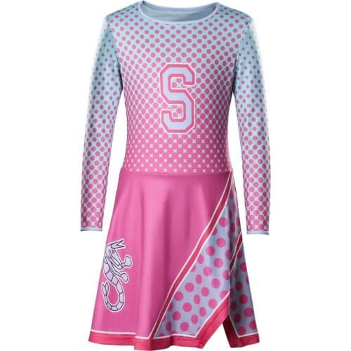 Movie Zombie High Cosplay Costume Dress for Kid Girls Long Sleeves Jumpsuit Cheerleader Girls Carnival Halloween Costumes