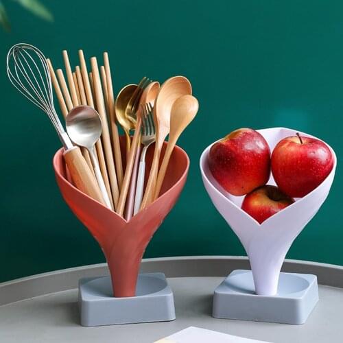 Creative Kitchen Storage Rack Multipurpose Cutlery Chopsticks Draining Rack with Detachable Funnel Kitchen Countertop Organizer