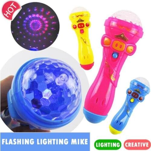 Flashing Projector Microphone Model Lighting Toys Wireless Music Karaoke Micro Kids Toy Creative Funny Dynamic Shine Toy as Gift