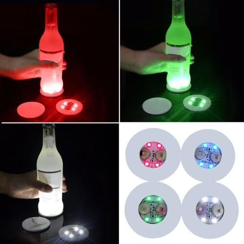 Color Changing Party Flat Battery Powered Stable 4 Lights 3 Modes Nightclub Drinking Glass Foam Core Board LED Coasters