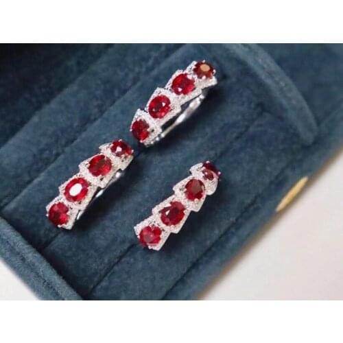 Fashion cute Row ladder progress S925 silver natural red ruby gem ring natural gemstone ring woman girl weddings gift jewelry