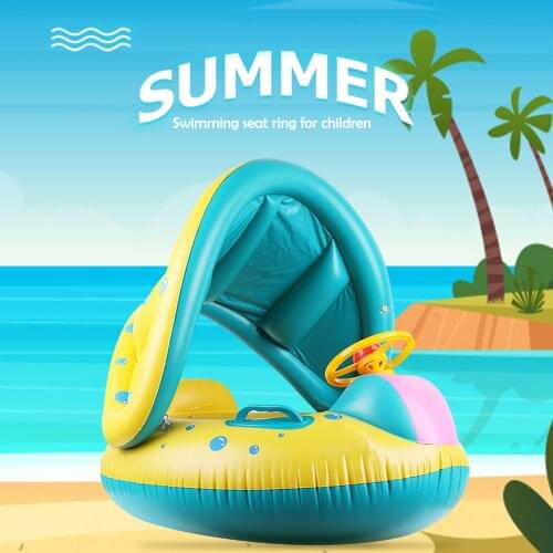 Cartoon Car Swimming Ring Inflatable Floating Circle Baby Water Seat Pool Toys Child Safety Water Toy Sunshade Swim Ring#38