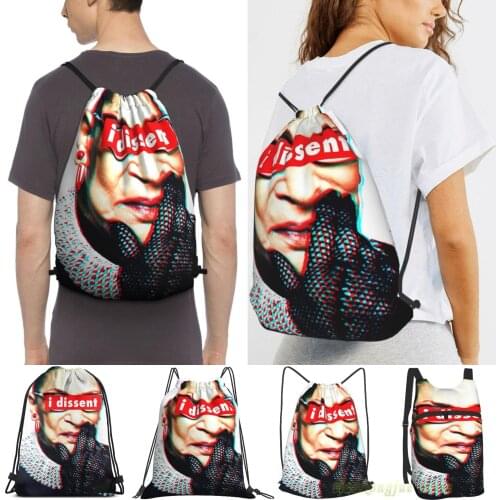 Men Outdoor Travel Drawstring Backpack Bags Ruth Bader Ginsburg I Dissent 3D Women 2021 Sports Travel Bag Fitness Swimming Bag