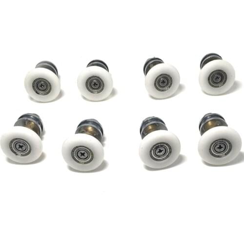 New Set of 8 Single Shower Door Rollers / Runners / Wheels / Pulleys / Guides 25mm Diameter Home Bathroom DIY