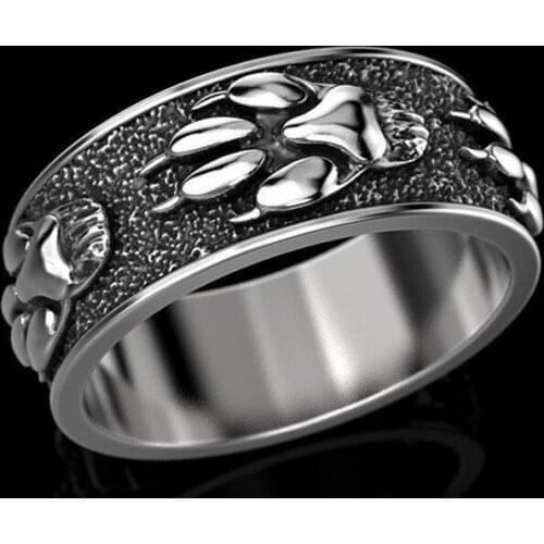 Retro Wolfs Paw Rings for Men Hip Hop Gothic Punk Style Claws Pattern Rings Trend Men Street Motorcycle Party Jewelry