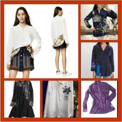 Spanish Desiguals new embroidered shirt print long sleeves slim body jacket V collar personality jacket to show temperament