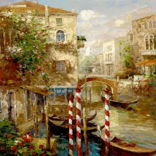 Hand painted oil paintings Beautiful Venice Canal modern landscapes artwork for living room decor