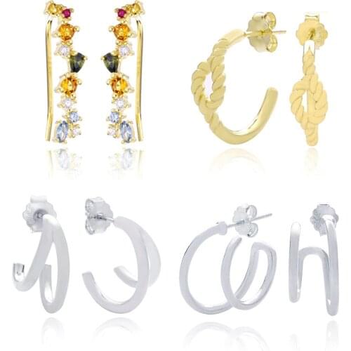 SHADOWHUNTER Real 925 Silver 2020 Charming Earrings For Women Wedding Jewelry Simple Stud Earings Summer Collection High Quality