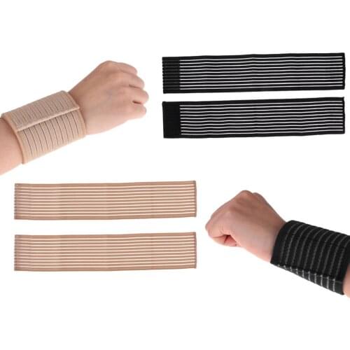 2 Pairs Sports Wrist Straps Wrist Protector Wraps Brace Sleeve, Black & Skin, Great Exercise Protective Gear