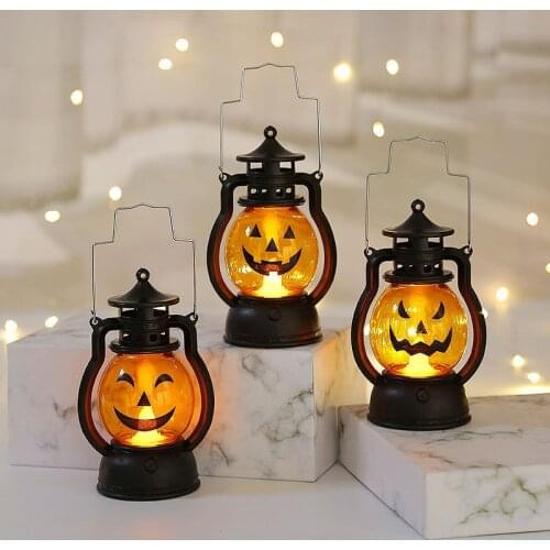 Pumpkin Skull LED Pony Lantern Halloween Decoration Prop Creative Holiday Bar Party Light LED Oil Lamp Prop