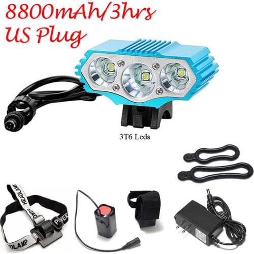 3T6 Bicycle Headlight Blue MTB Bike Led Light Headlamp 30W 3-12V Input Aluminum Mountain Cycle Front Lamp Riding Lighting Parts