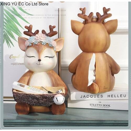 Sika Deer Home Storage Box Creative Animal Tissue Box Decoration Living Room Home Decoration Resin Sculpture Crafts Decoration
