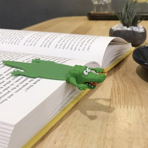 1PC Creative 3D Stereo PVC Bookmark Cartoon Shark Crocodile Design Book Clip Pages Marker Kids Gifts School Stationery Supplies