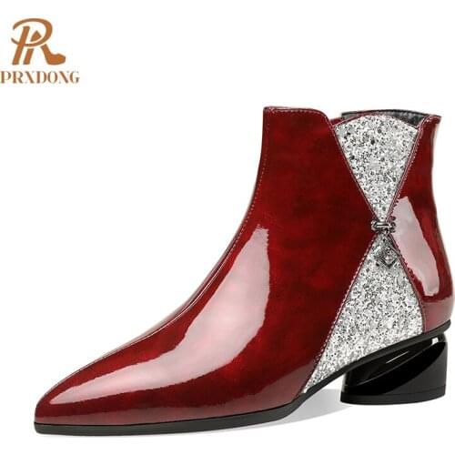 New Fashion Concise Women Ankle Boots Genuine Leather Shoes Woman Autumn Winter Thick Heels Black Zipper Working Short Boots 42