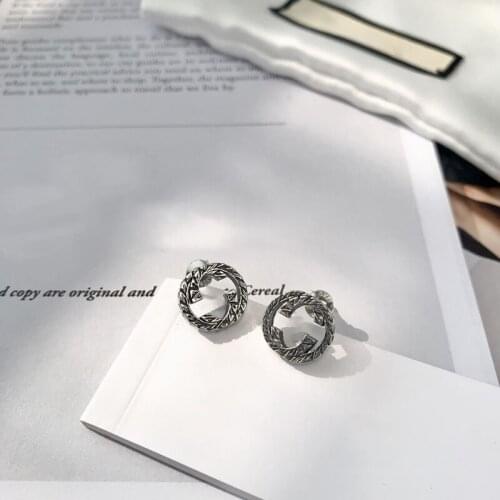 100% 925 Sterling Silver Earrings Womens Luxury Brand Double Letter And Cat Pattern Popular Jewelry Gift For Girlfriend