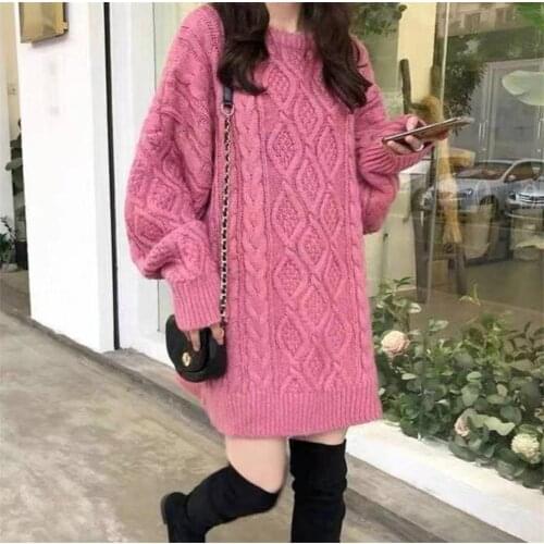 Women Sweater Simple Casual Sweater Spring Autumn Winter O-Neck Loose Knit Sweater Pullover Plus Size jumper sweter mujer 35