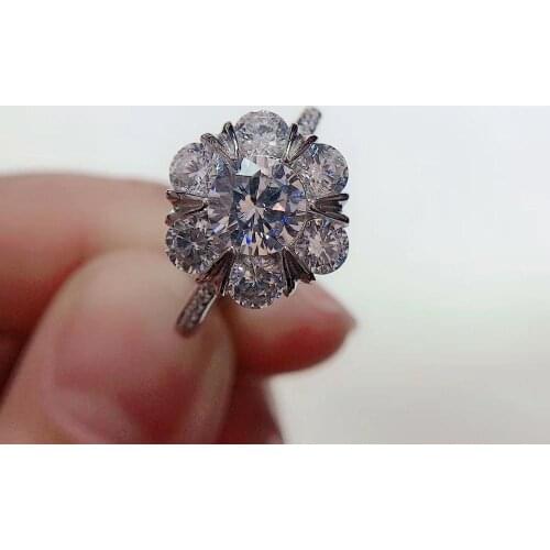 925 Sterling Silver Romantic Flower Bud Brilliant Cut Diamond Test Past 1 ct D Color VVS1 Moissanite Ring Women Gemstone Rings