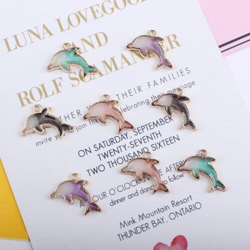 10pcs 14x22mm Enamel Dolphin Charm Pendants for Jewelry Making And Crafting Fashion Earring Pendant Bracelet Necklace Charms