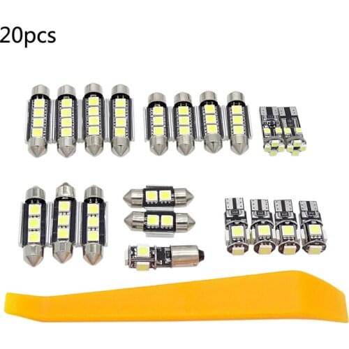 20 Pcs Fit for VW Volkswagen PASSAT B5 1997-2000 White Car LED Lamp Interior LED Light Reading Lamp Kit With Tool