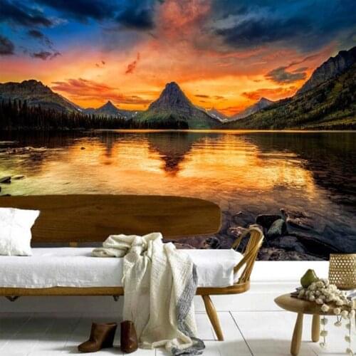 Custom Any Size 3D Mural Wallpaper Mountains Sunrises And Sunsets Scenery Wallpaper Living Room Wall Decor Bedroom Wall Paper