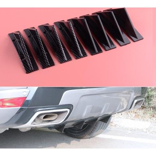 4Pcs Universal Rear Bumper Curved Addon Wing Lip Diffuser Protector Shark Fin Spoiler Car ABS
