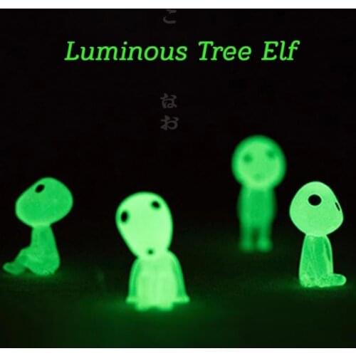 5pcs Princess Mononoke Luminous Tree Elf Micro Landscape Fluorescent PVC Toys Kids Xmas Gift Car Decoration Desktop Ornaments