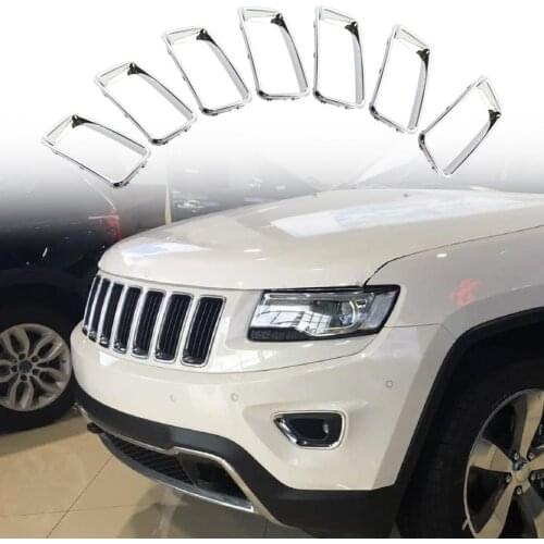 7Pcs/Set Front Grille Ring High Strength Anti-corrosive Electrosilvering Front Grill Trim Cover Car Decoration for Jeep Grand Ch