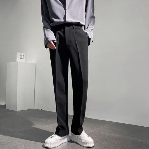 Men Loose Casual Straight Pants Man Youth Harajuku Korean Fashion Streetwear Vintage Simple Suit Pant Male Trousers
