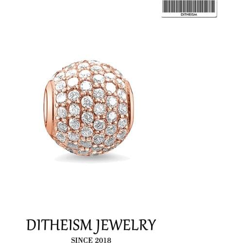 DIY Beads Rose Pave Charm 5mm Hole,2018 New Fashion Silver Jewelry Trendy Gift For Women Girl Fit Bracelets Necklace Choker