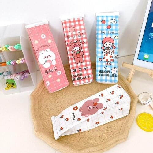 Milk Pencil Case Cute Cartoon Lattice Student Pencils Box Waterproof Pencil Bag Pouch School Box Stationery Supplies Kids Gift