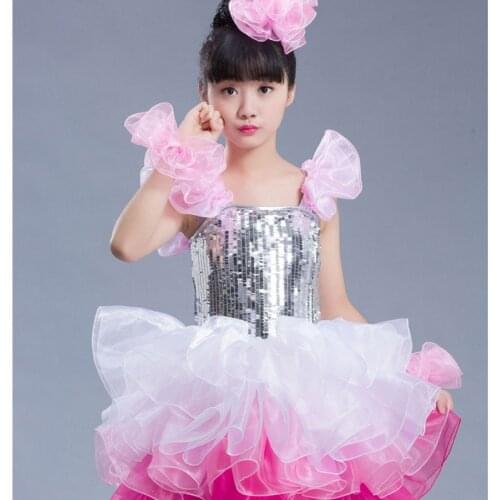 Childrens Jazz Dance Latin Dance Costumes Girls Sequins Childrens Dance Performance Modern Dance Princess Chorus Clothing
