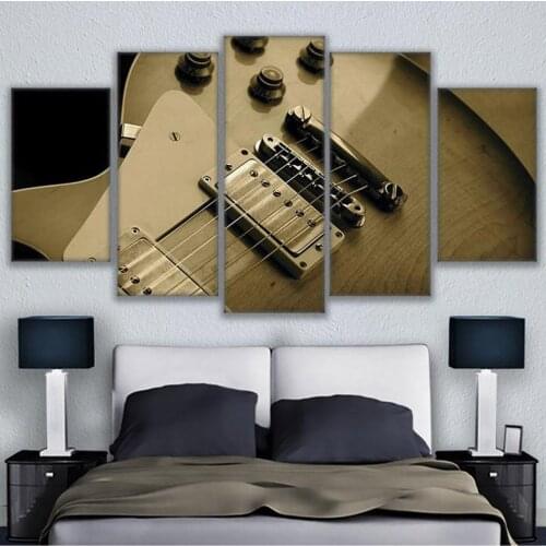 Home Decor Paintings On Canvas 5 Panel Music Instrument Guitar Unframed Modular Pictures Vintage Posters And Prints On The Wall