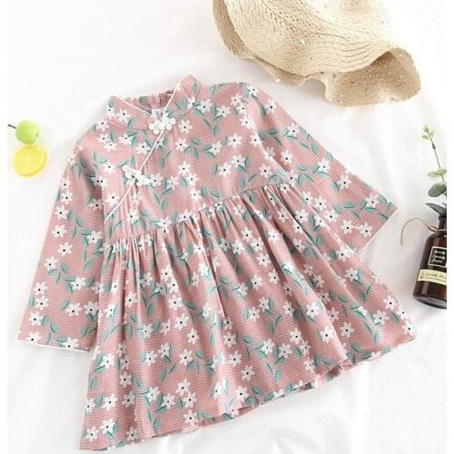 Dulce Amor Fall Girls Dress Autumn Chinese Style Floral Print Elegant Princess Dress Baby Girl Clothes For 2-6Y Drop Shipping