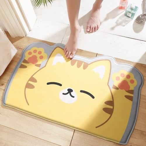 Flannel Cartoon Bath Mat Creative Home Doormat Shower Room Entrance Absorbent Foot Mat Soft and Comfortable Non-slip Bath Rug