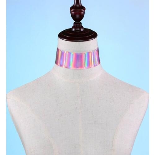 Gothic personality temperament fashion simple style false collar color laser reflective collar neck outfit