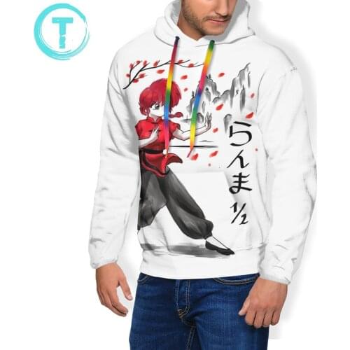 Ranma Hoodie Ranma Watercolor Hoodies Loose Polyester Pullover Hoodie Male XXX Cool Autumn Long White Hoodies