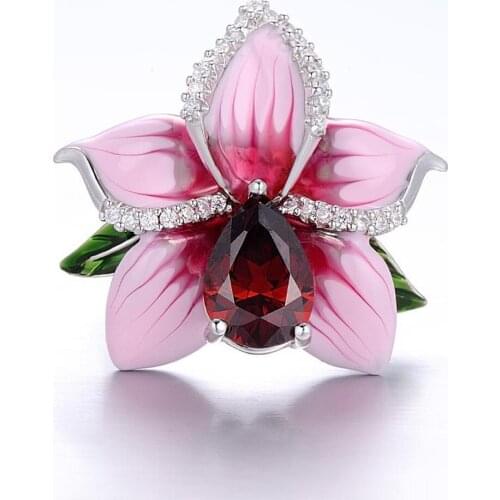 Exquisite Peach Ring For Women Engagement Wedding Pink Flowers Glamour Decoration Girlfriends Valentines Day Exclusive Gifts