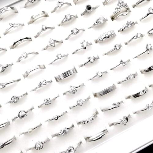 10 Pieces Womens Rings Fashion Silver Plated Metal Romantic and Lovely Party Jewelry Small Sizes 6 7 8 Tail ring joint band