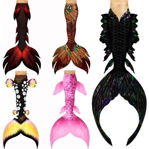 Mermaid Tail Cosplay Costume Adult Kids Customize Swimable Mermaid Tails with Monofin Swimming Bathing Suit 3Piece Bikinis Set