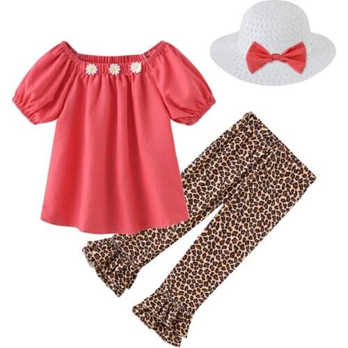 Summer Girls Clothes Sets 2021 Fashion Children Short Sleeve T-shirt And Pants Set Hat 3 Pcs Kids Outfit Tracksuit For Girl Suit