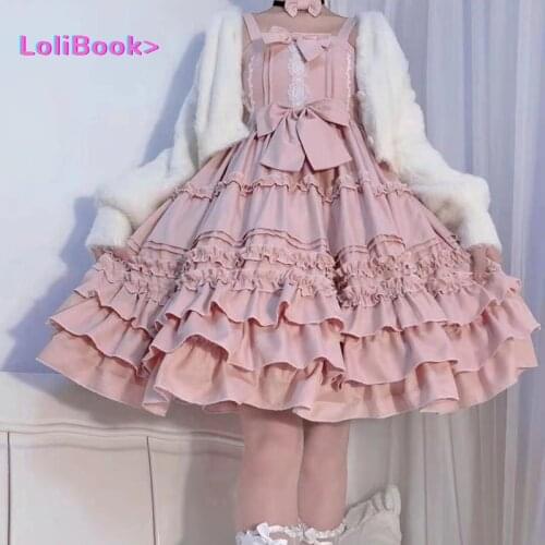 Lolibook Sweet Kawaii Lolita Berlin Girl Lolita Cute Vintage Jsk Sleeveless Bow Lace Princess Tea Party Dresses