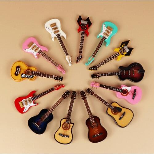 Mini Guitar Miniature Model Electric Guitar B Model Miniature Wooden Mini Musical Instrument Model Collection