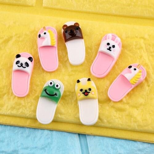 7PCS Cartoon Slippers Filler For Clear/Fluffy Mud Box Popular Toys Kids Lizun Slime DIY Kit Accessories Children Modeling Clay