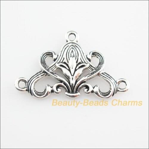 New 20Pcs Tibetan Silver Color Triangle Flower Charms Connectors 20x31mm