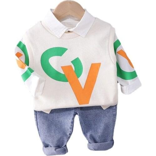 New Spring Autumn Baby Clothes Suit Children Fashion Kids Boys Girls Cotton Vest Shirt Pants 3Pcs/set Toddler Casual Clothing
