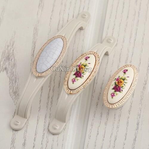 NEW 10PCS European Ceramic Cracks/Printing Kitchen Door Furniture Handles Cupboard Wardrobe Drawer Cabinet Pulls Handles & Knobs