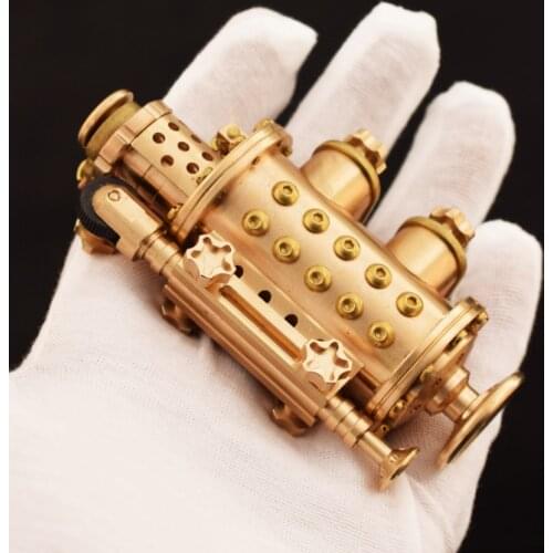 Punk Steam Locomotive Style Vintage brass Kerosene lighter；Creativity DIY oil lighter