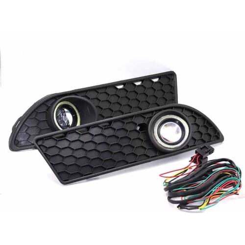 Pair White color Front Fog Lights Lamps Convex mirror White fog light Lamp Lower Grill lower Grille For VW Polo MK4 9N3 2005-09