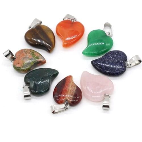 Natural Tiger Eye Stone Rose Quartzs Pendant Heart Shape Stone Pendant for Jewelry Making DIY Accessories Fit Necklaces 16x20mm