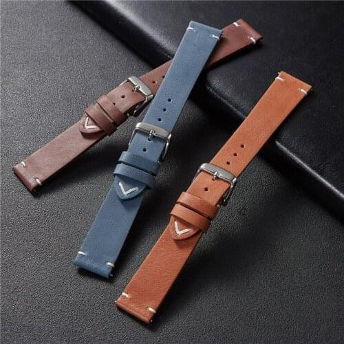 Retro Quick Release Genuine Leather Watchband for Samsung Galaxy Gear S3 Active 2 Band Watch Accessories 18mm 20mm 22mm Straps